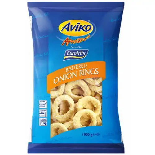  AVIKO BATTERED ONION RINGS 1KG BAG (CASE QTY 6)